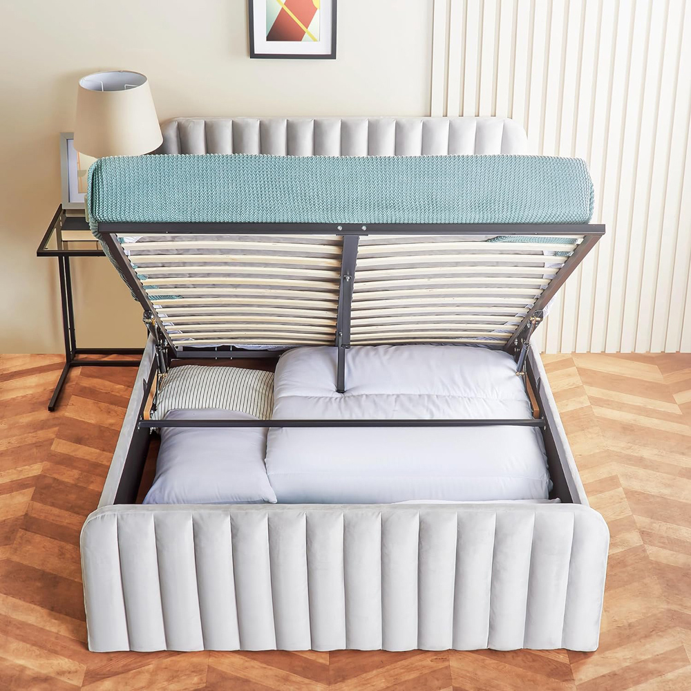 Home Treats Double Velvet Ottoman Bed with Mattress Image 7