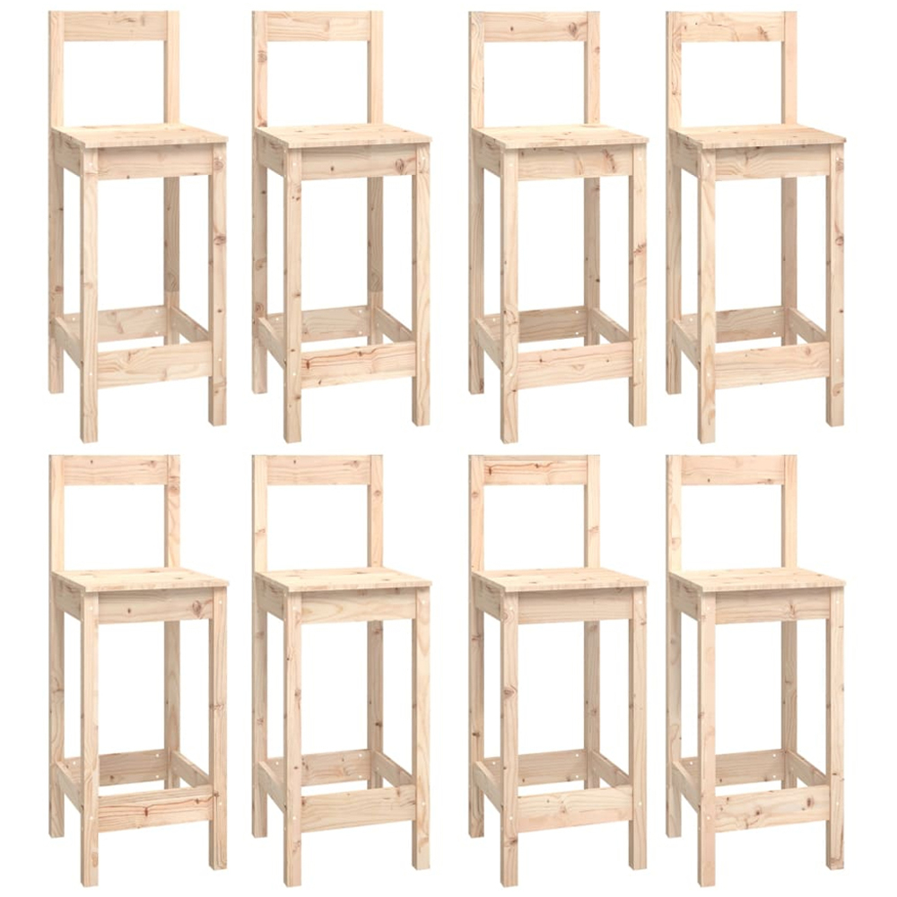 vidaXL 8 Seater Natural Solid Pine Wood Bar Table Set Image 3