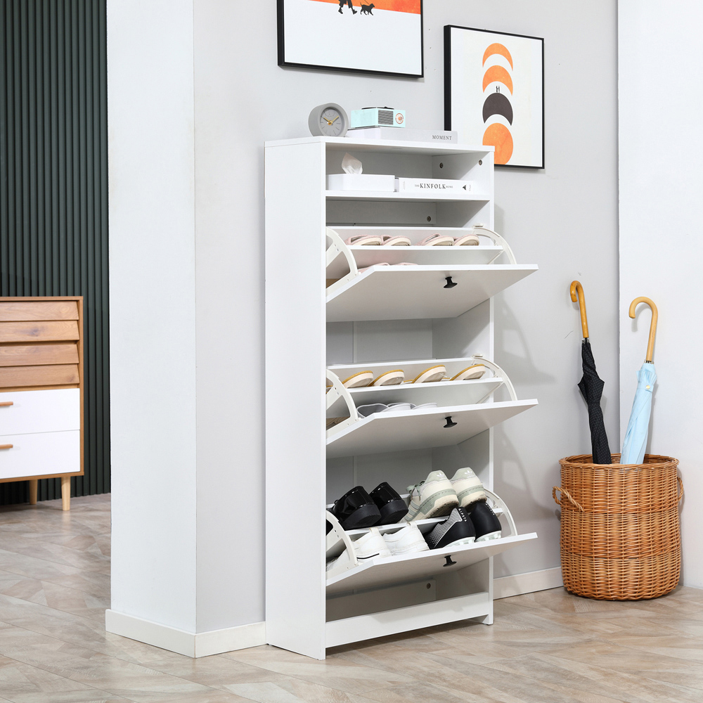Portland 3 Drawer White Shoe Cabinet Image 6