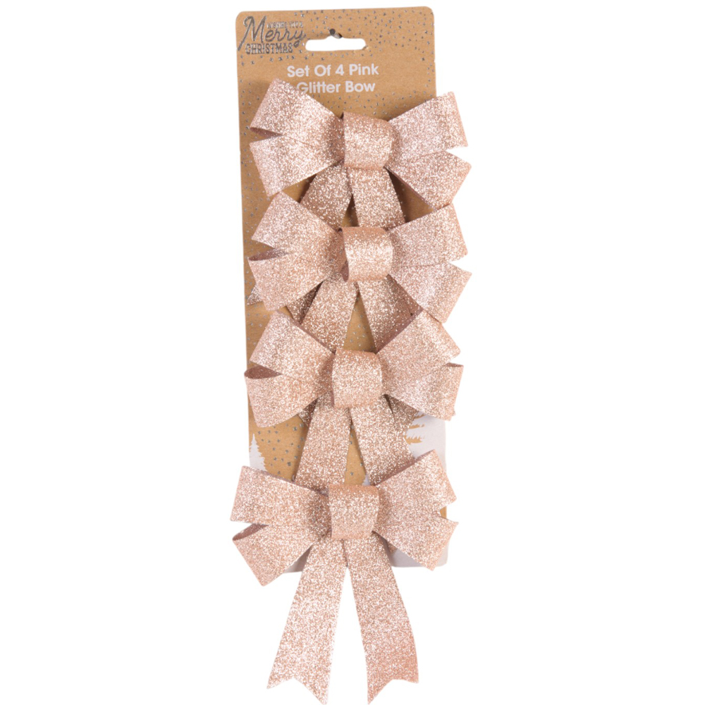 Glitter Decorative Bows 4 Pack Image 1