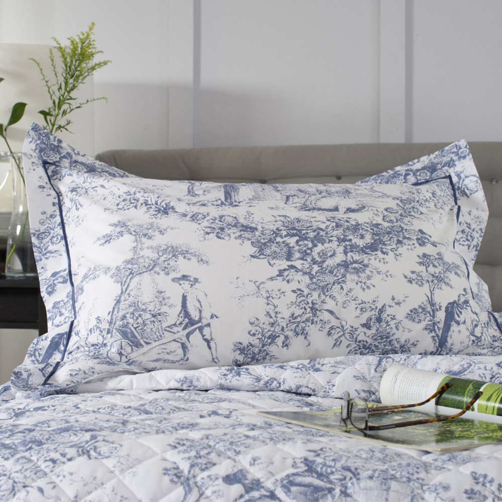 The Lyndon Company 2021 Toile Oxford Blue Pillowcase 50 x 75cm 2 Pack Image