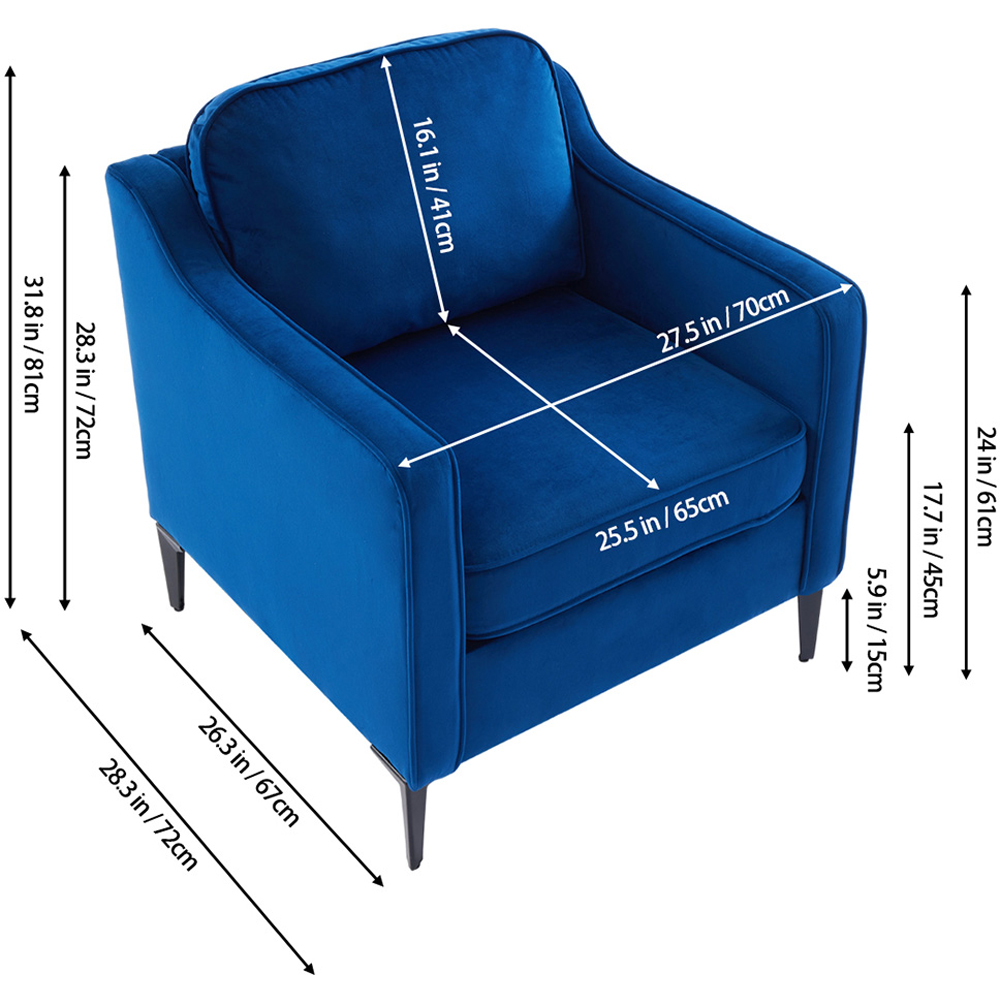 Living and Home Blue Linen Sofa Chair Image 9