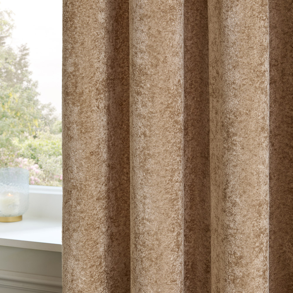 Paoletti Champagne Lustre Velvet Fully Lined Eyelet Curtains 168 x 229cm Image 4