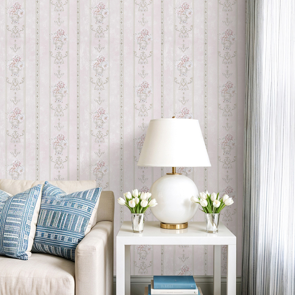 Living and Home Floral Pattern 3D Embossed Dusty Rose Non-Pasted Non-Woven Wallpaper Image 7
