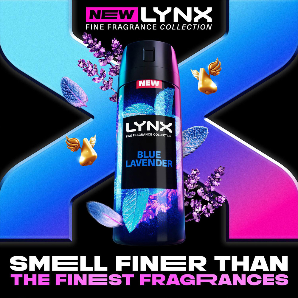 Lynx Fine Fragrance Men's Blue Lavender 72H Freshness Deodorant Body Spray 150ml 36 Pack Image 8