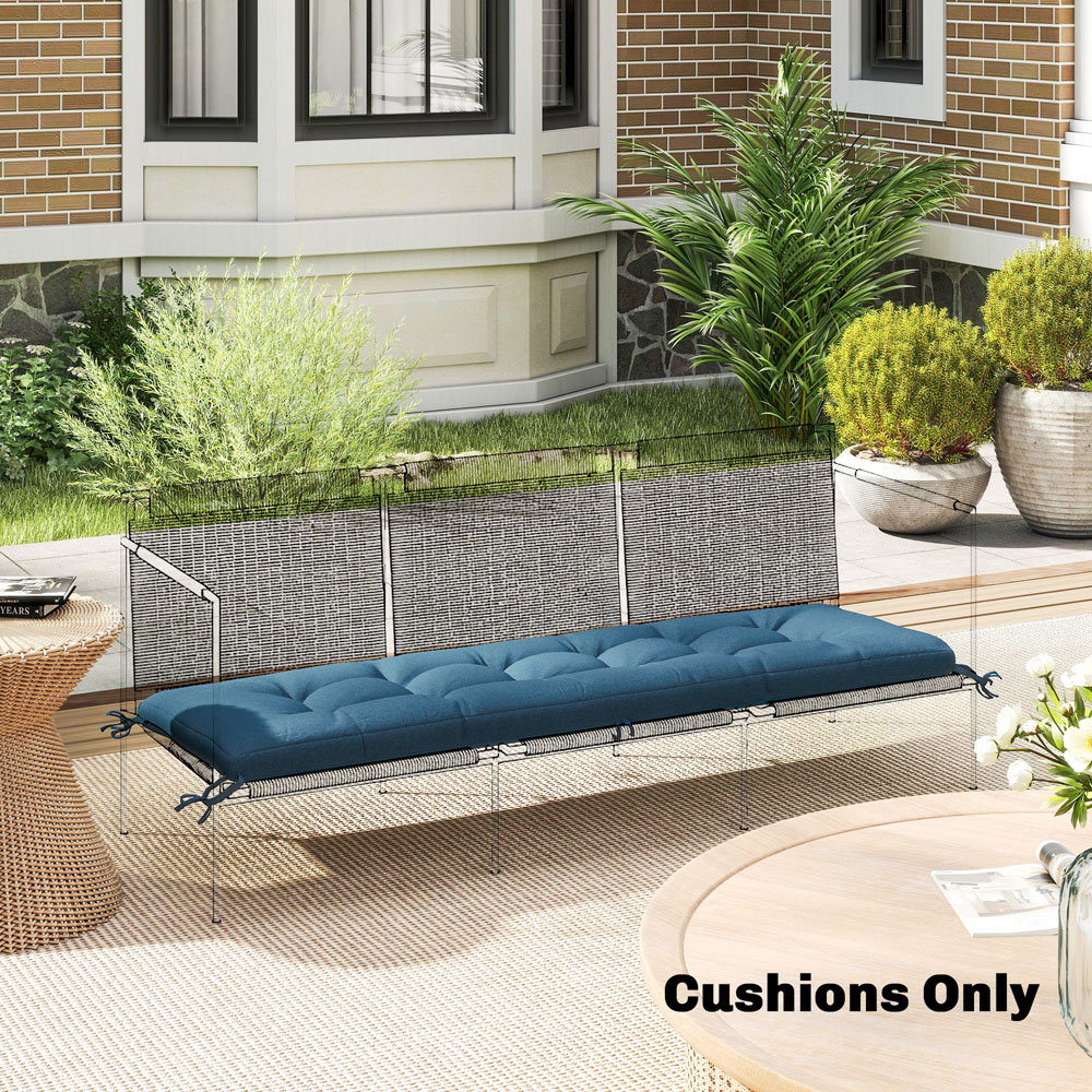 Outsunny Blue Memory Foam Sun Lounger Cushion with Ties Image 2
