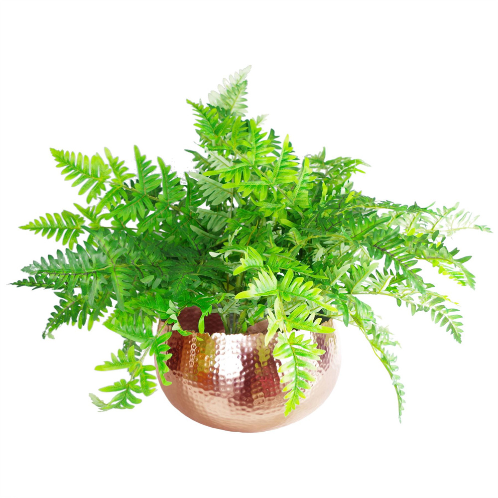 Leaf Copper Hammered Curvy Edge Metal Bowl Planter 32 x 20cm Image 3