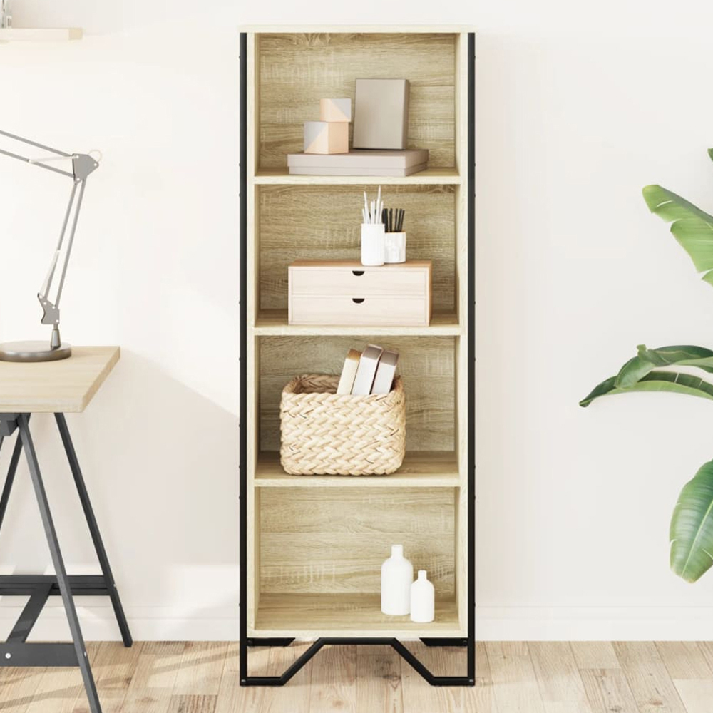 vidaXL 4 Shelf Brown Bookcase Image 1