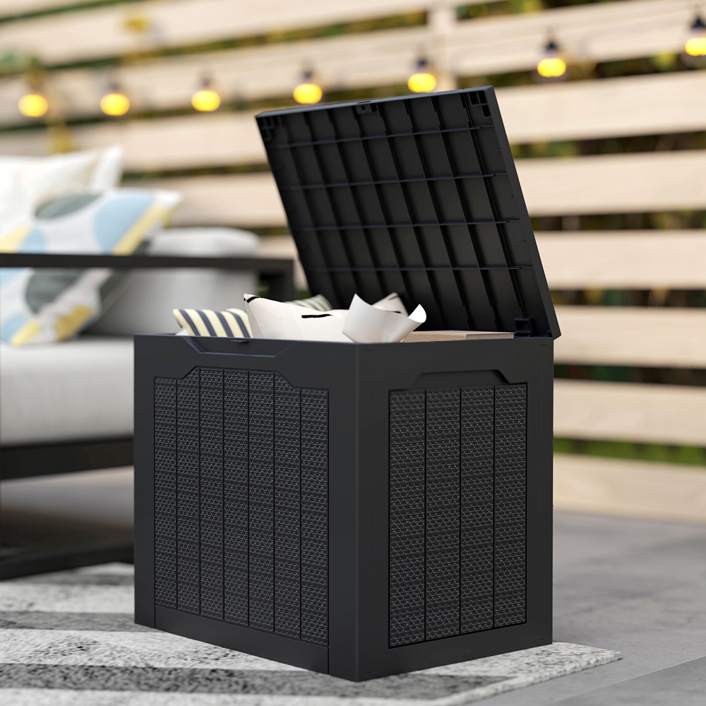 Outsunny 93L Black Plastic Garden Storage Box Image 3