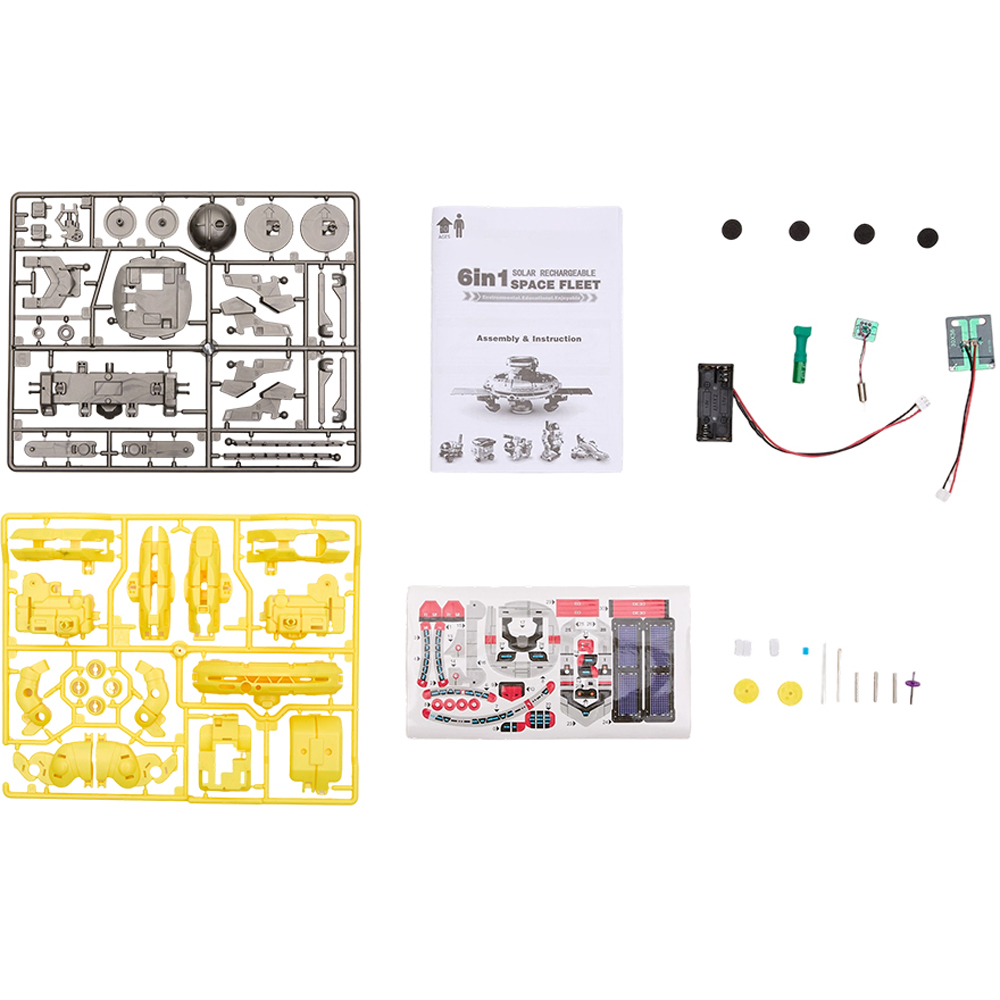H&O Direct Kids 6-in-1 Yellow DIY Solar Robot Toy STEM Project Set Image 3