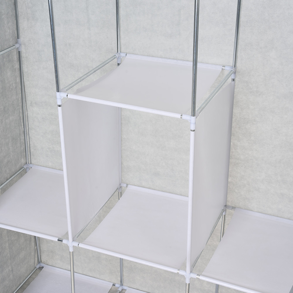 Living and Home 7 Shelf Silver and Grey Portable Fabric Wardrobe Image 3