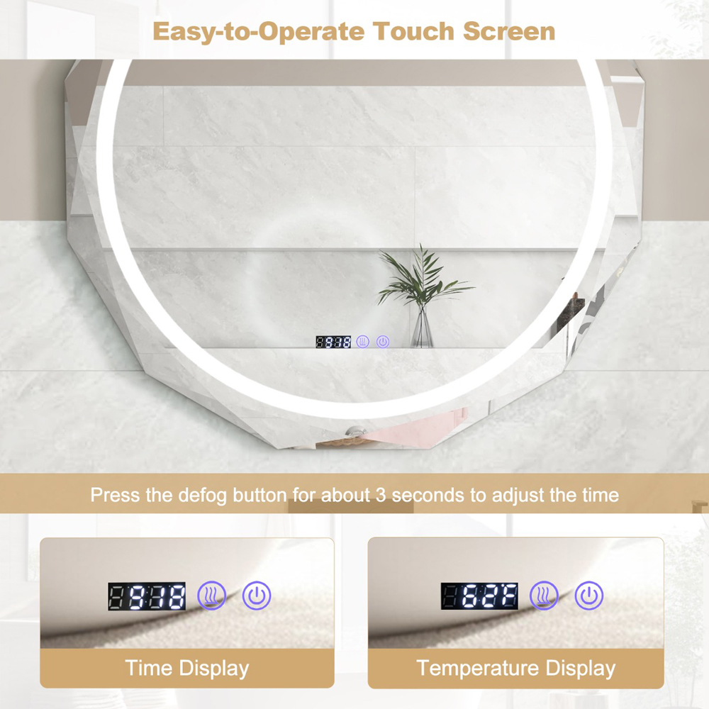 Costway 3 Colour Light Memory Function Wall Mounted Mirror Image 7