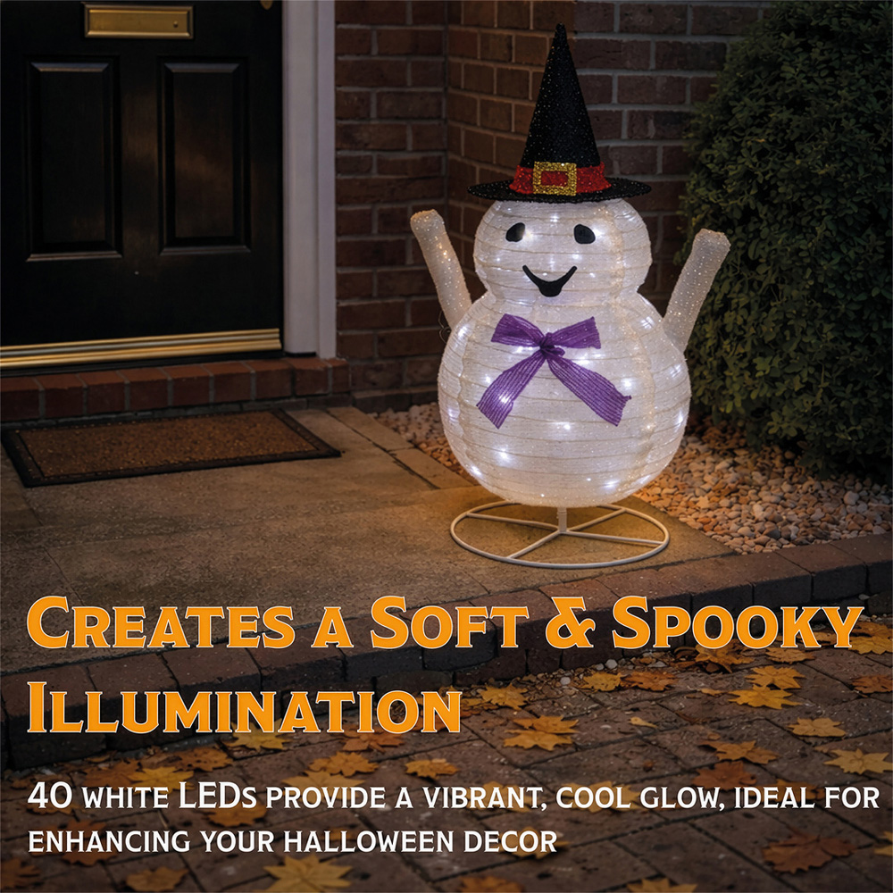 FXLab 40 Warm White LED Foldable Ghost Halloween Decoration 82cm Image 3