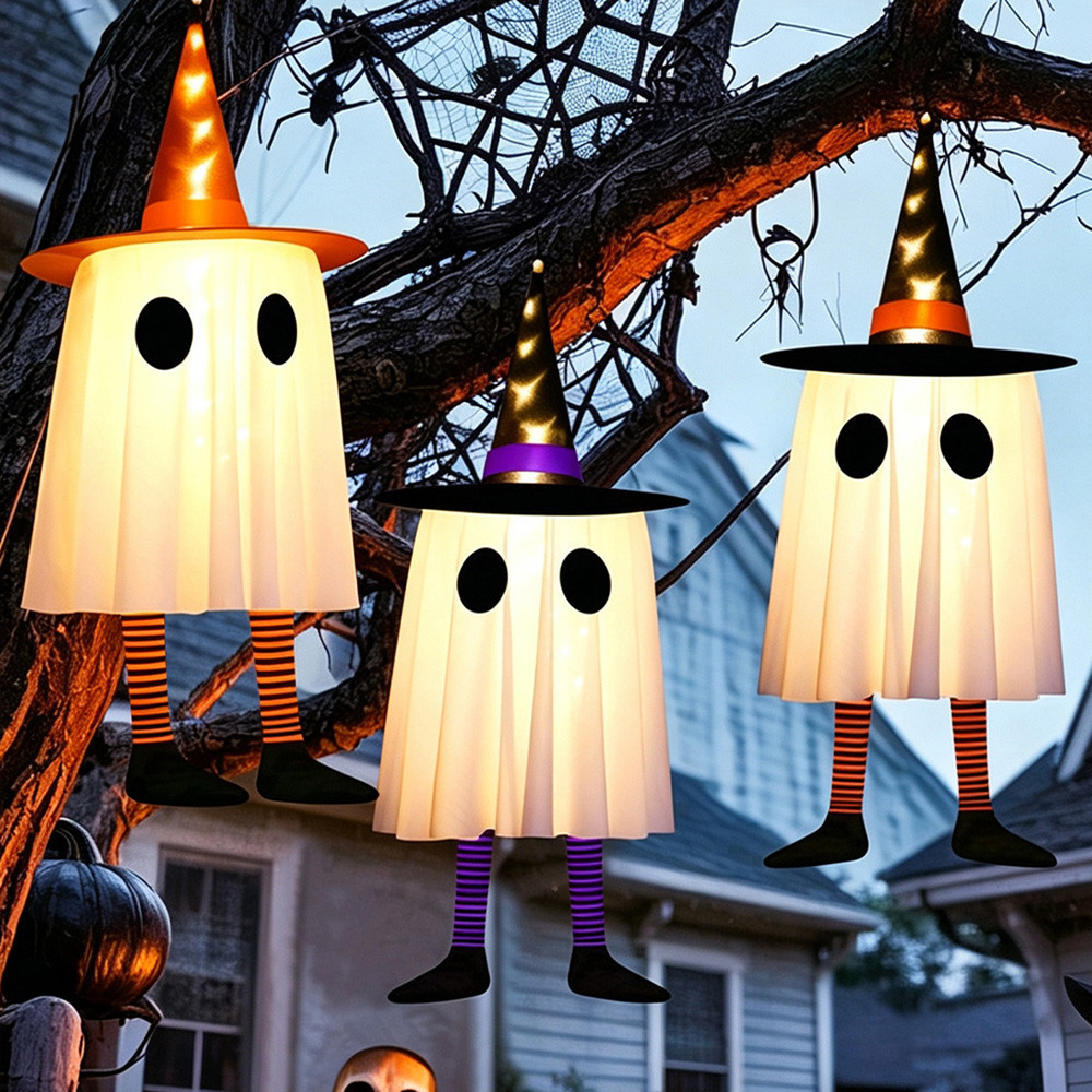 Lovii Warm White LED Purple Ghost Hanging Halloween Fairy Light Image 2