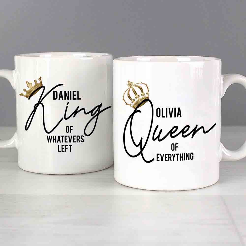 Personalised Memento Personalised King and Queen of Everything Mug Set Image 3