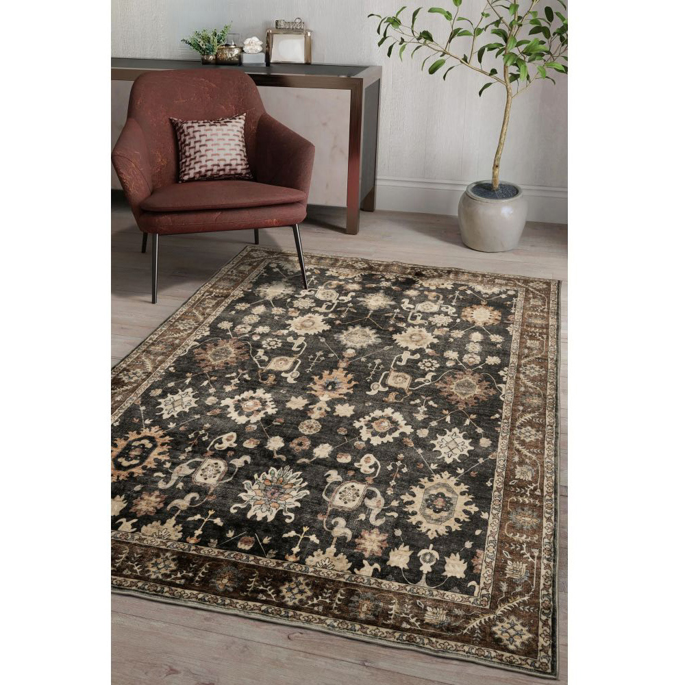 Homemaker Roma Black Traditional Flat Rug 160 x 230cm Image 4