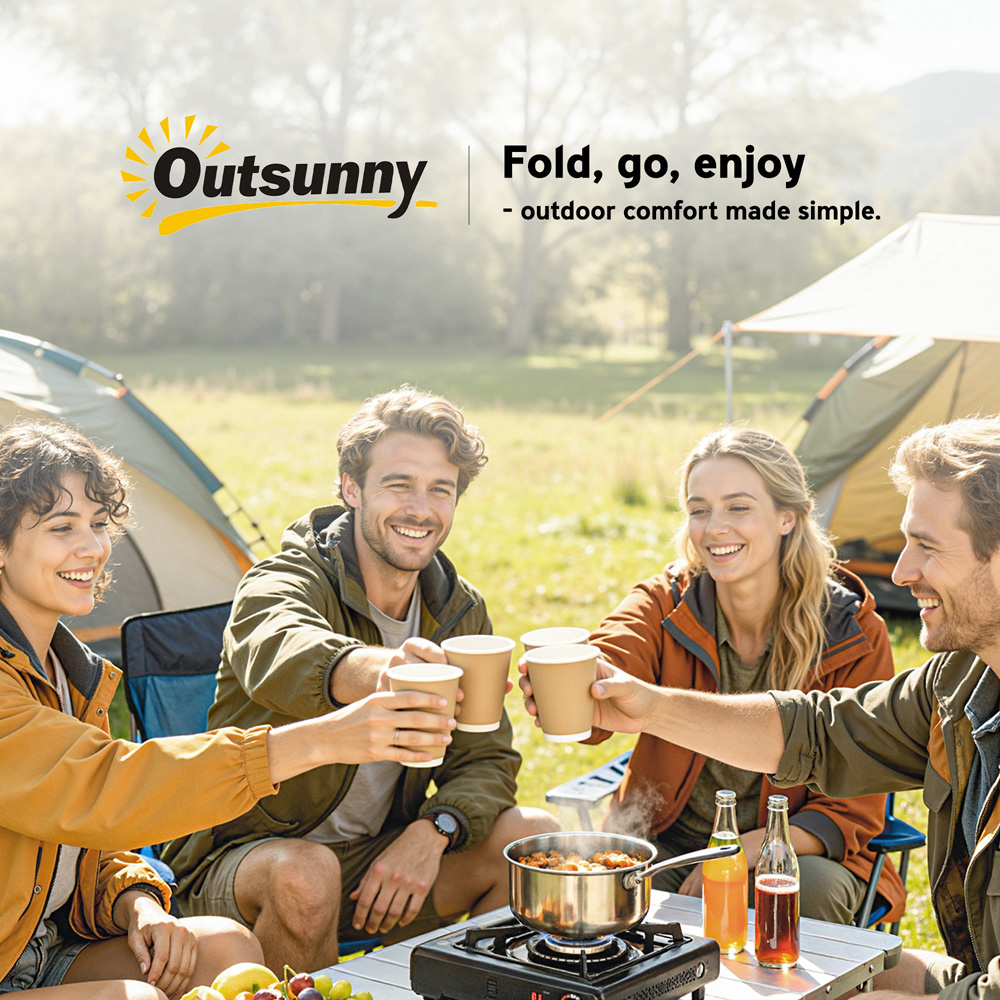 Outsunny 3ft Black Height Adjustable Foldable Camping Table with Storage Basket Image 8