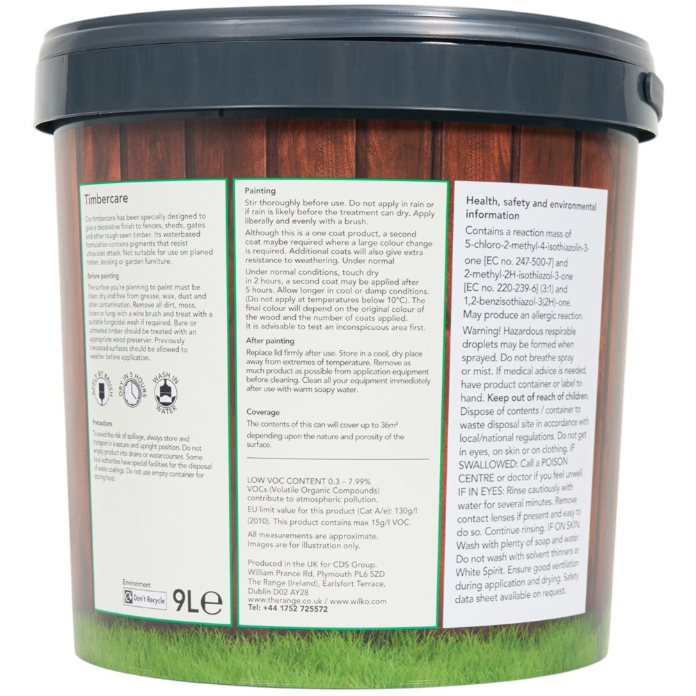 Wilko Timbercare Wood Paint Dark Oak 9L Image 5