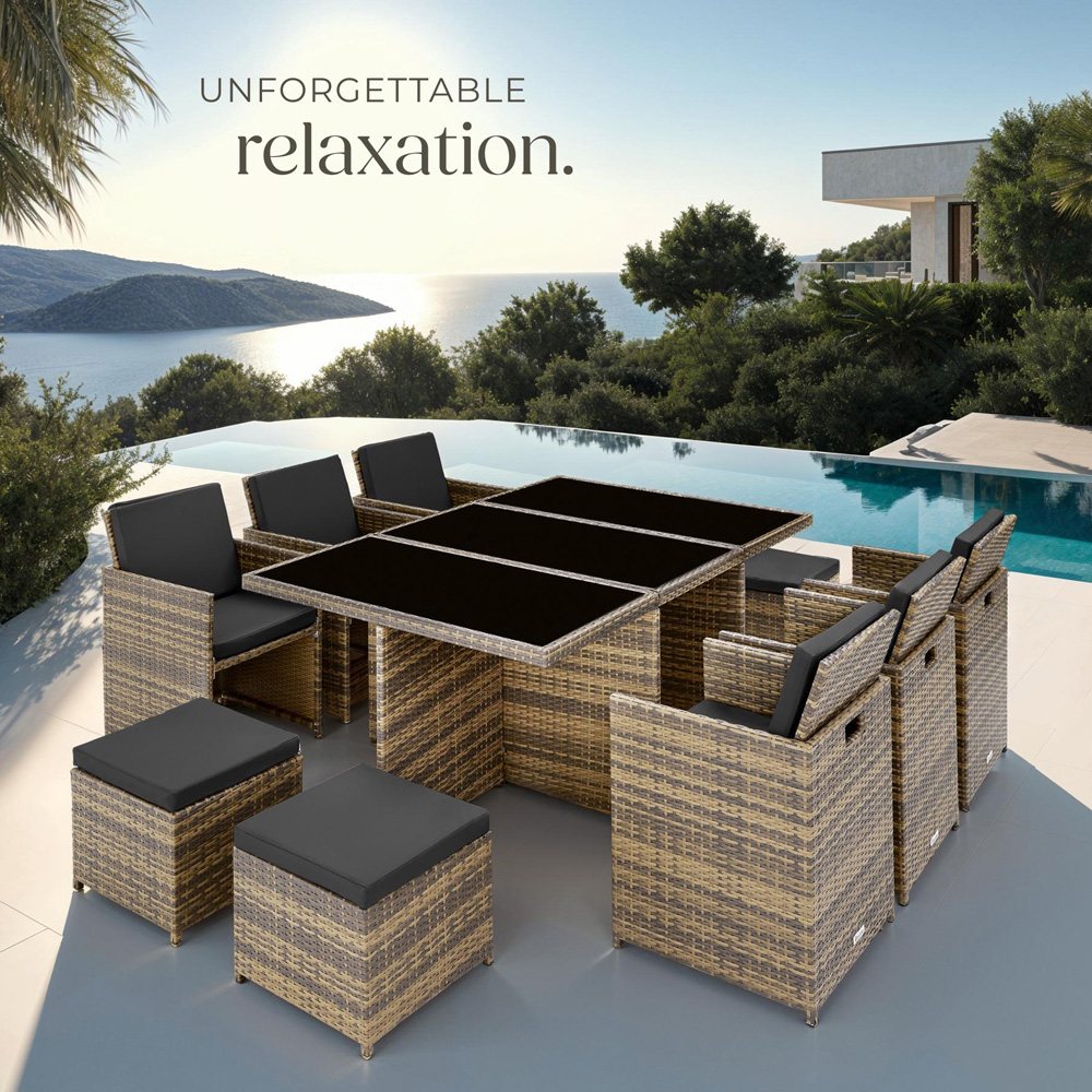 tectake New York 10 Seater Garden Dining Table Set Nature Image 8