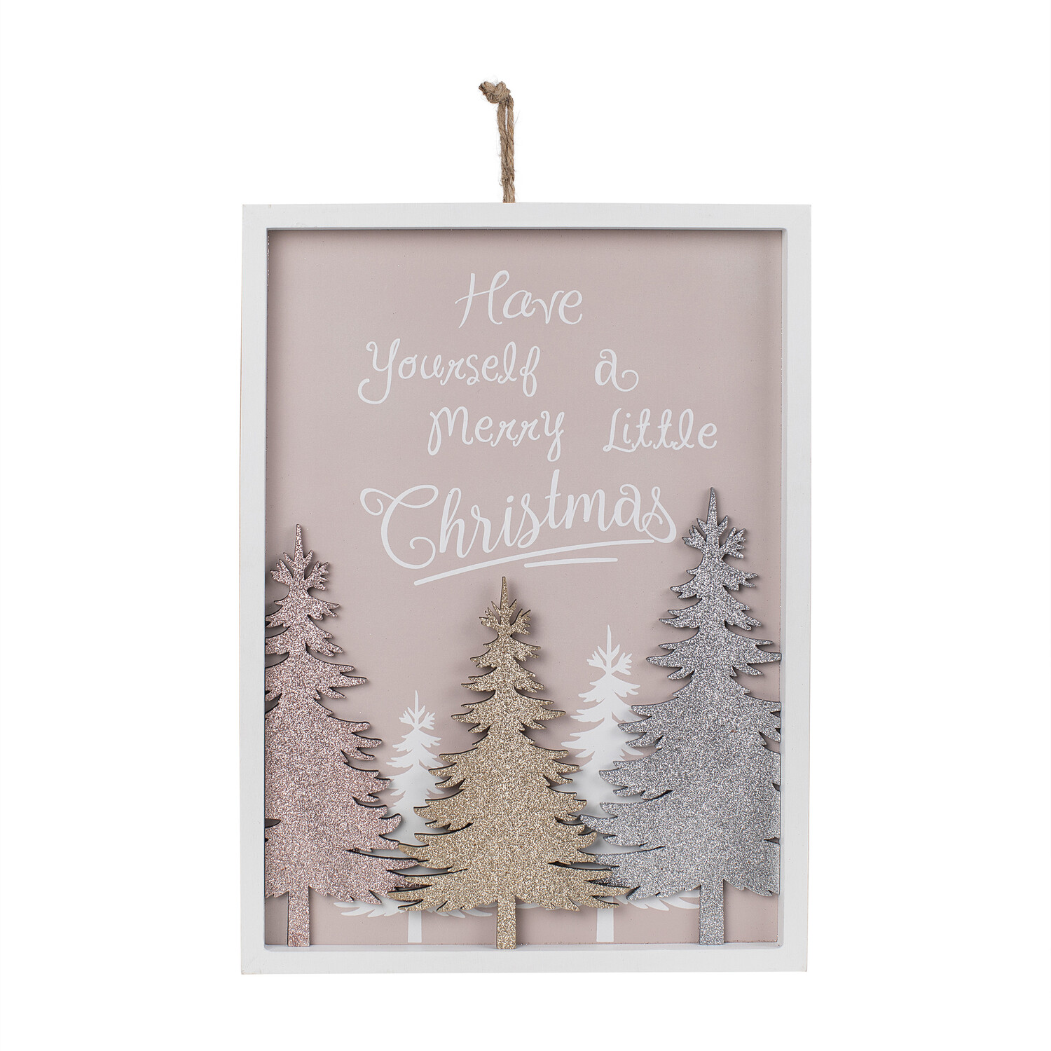 Pastel Christmas Glitter Framed Plaque Image 2