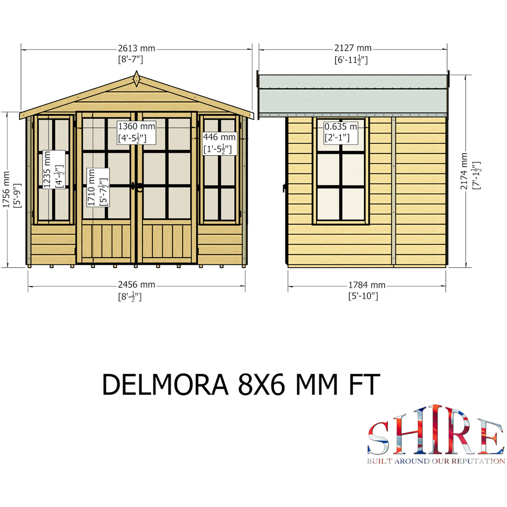 Shire Delmora 8 x 6ft Apex Garden Summerhouse Image 9