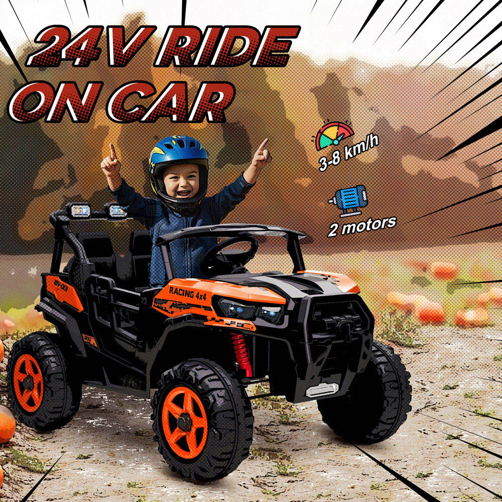 Tommy Toys 2 Seater Kids Orange Ride On Electric Truck with Remote 24V Image 4