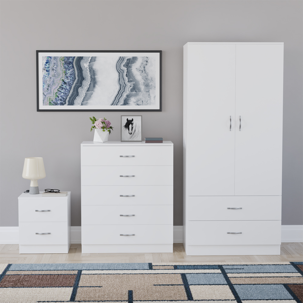 VIDA DESIGNS Riano White 3 Piece Bedroom Furniture Set Image 2