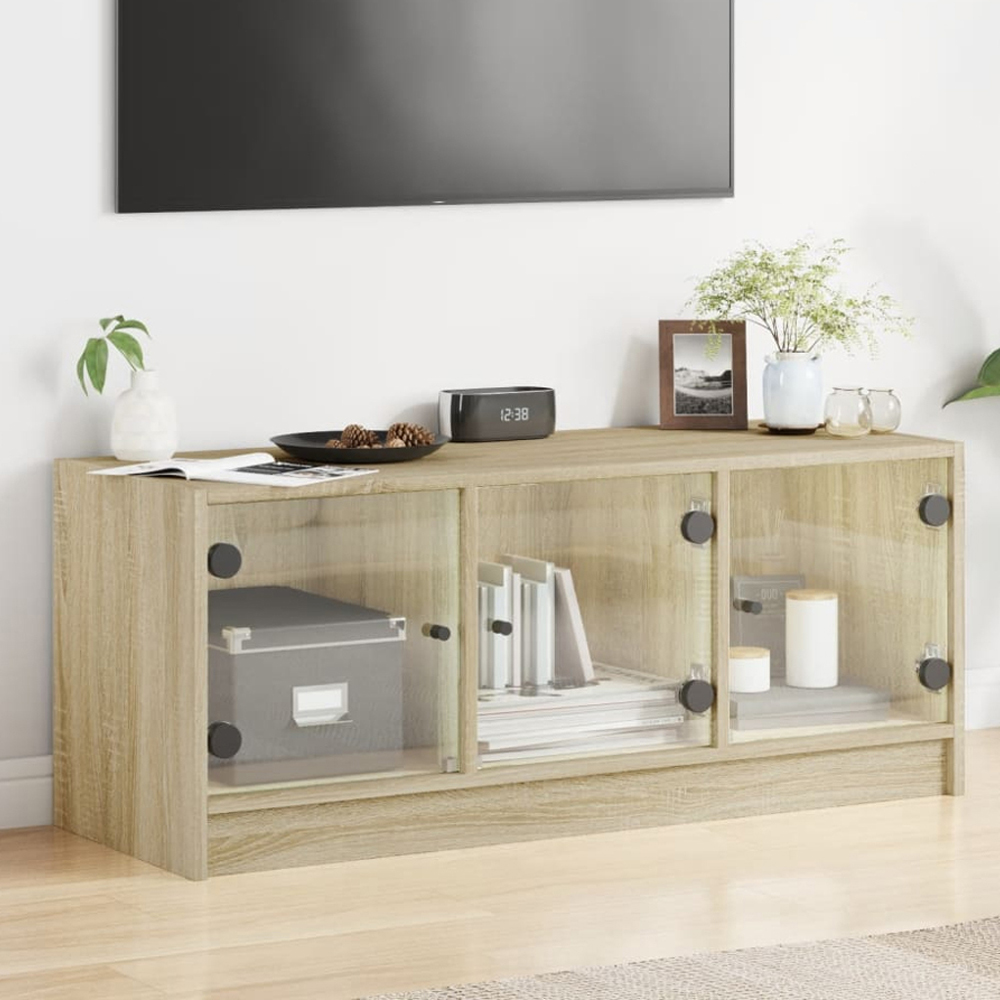 vidaXL 3 Glass Door Sonoma Oak TV Cabinet Image 1
