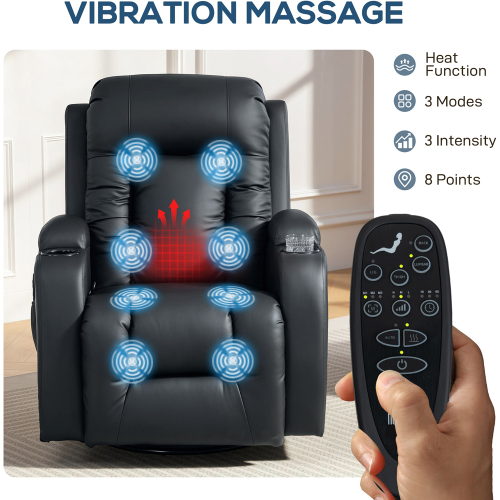 HOMCOM Black Massage and Heat Recliner Chair with 8-Point Vibration Image 5
