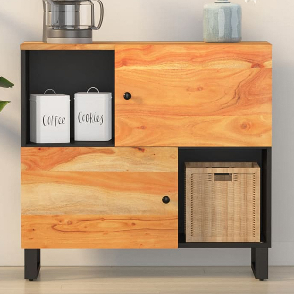 vidaXL 2 Door 2 Shelf Brown Acacia Wood Sideboard Image 1