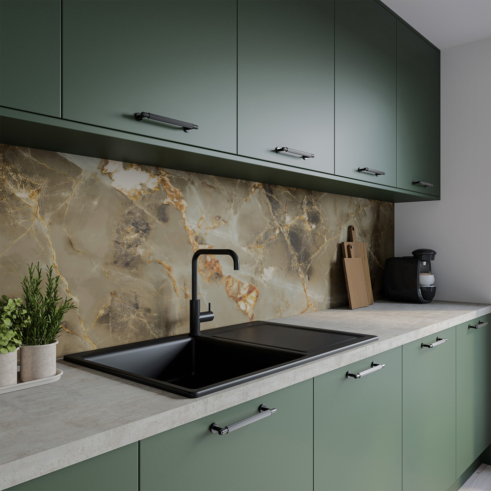 Alloy Aurora Gold Kitchen Splashback 2440 x 750 x 4mm Image 1