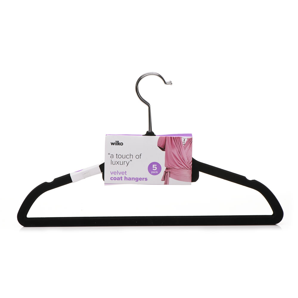 Wilko Velvet Coat Hangers 5 pack Image