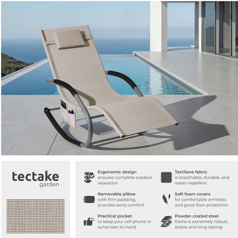 tectake Taya Beige Rocking Sun Lounger Image 3