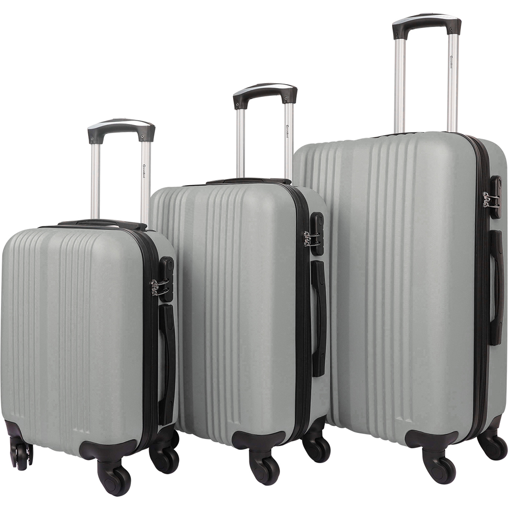 Groundlevel Delta Stripe Set of 3 Silver Luggage Suitcase Image 2