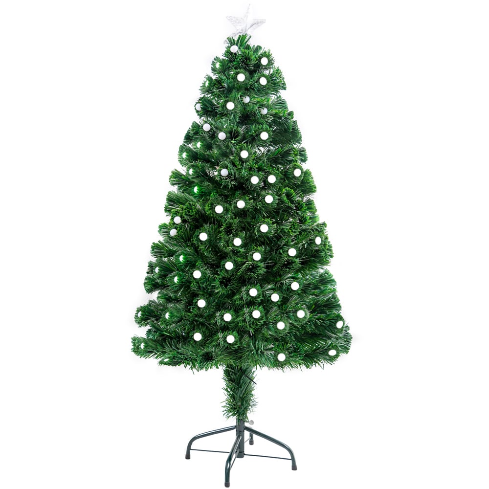 Shatchi Berries Balls Pre-Lit Fibre Optic Artificial Christmas Tree 4ft Image 1