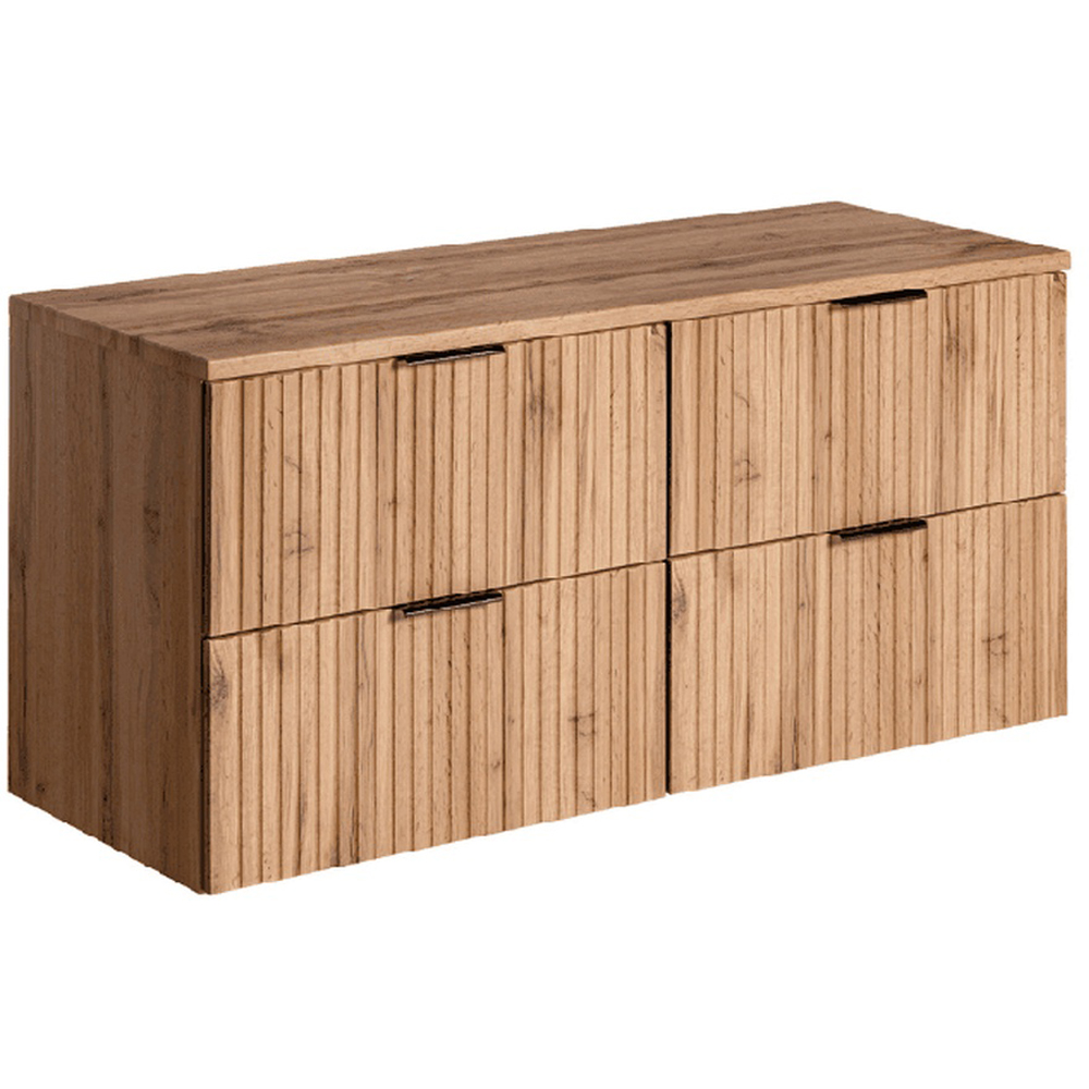 Impact Furniture Adel 4 Drawer Oak Wall Hung Countertop Double Vanity Unit 1200mm Image 2