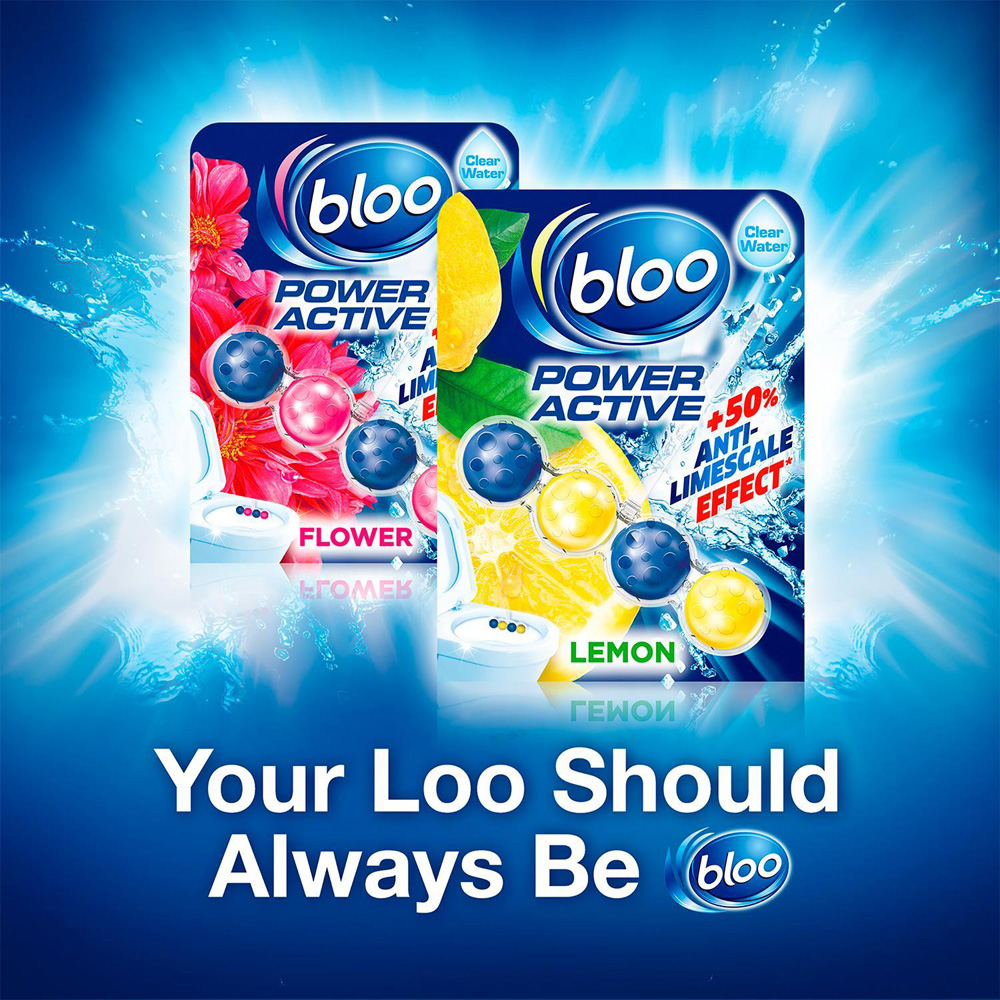 Bloo Power Active Plus Lemon Anti Limescale Effect Toilet Rim Block 2 x 50g 12 Pack Image 5