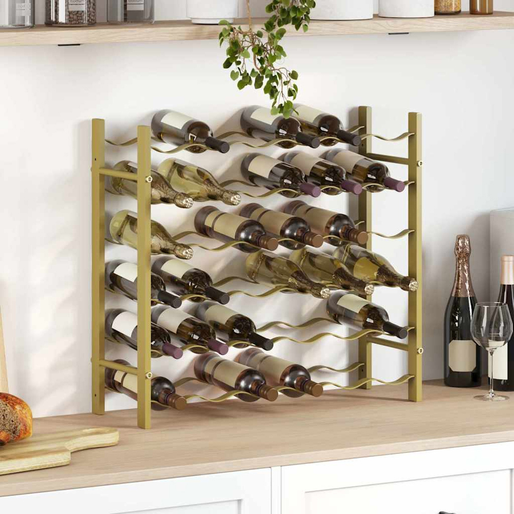 vidaXL 36 Bottle Gold Freestanding Wine Rack Image 2