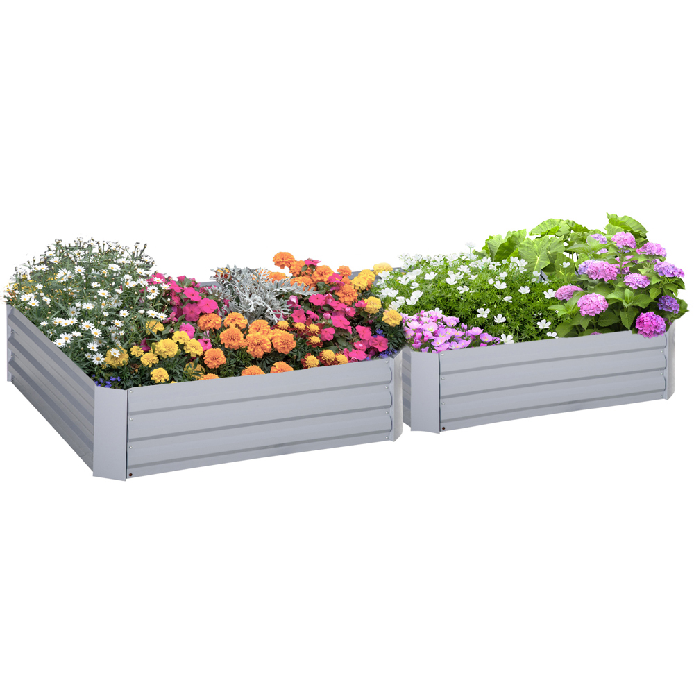 Outsunny Grey Galvanised Steel Easy Setup Raised Garden Bed Planter 2 Pack Image 1