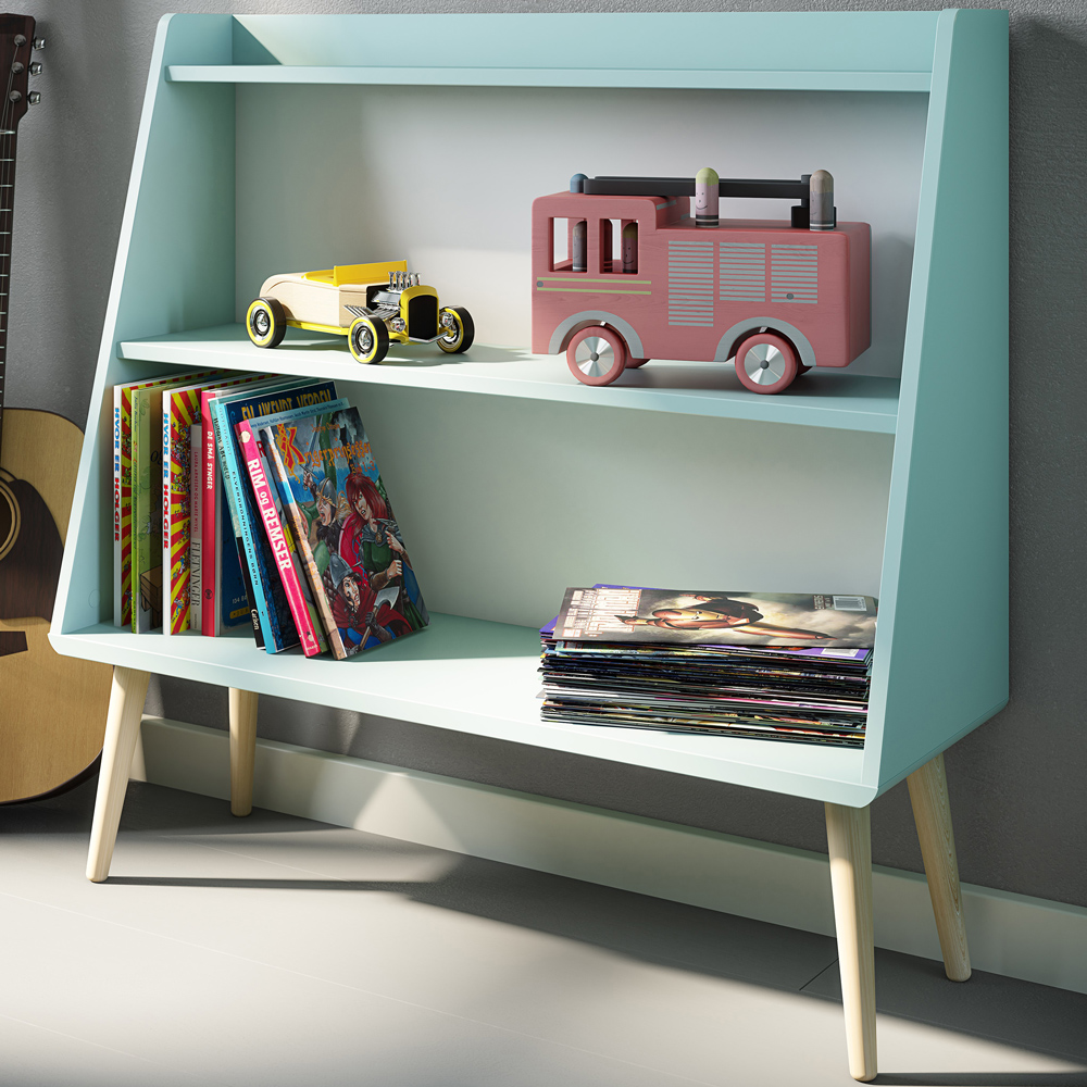 Florence Gaia 3 Shelf Cool Mint Low Kids Bookcase Image 1