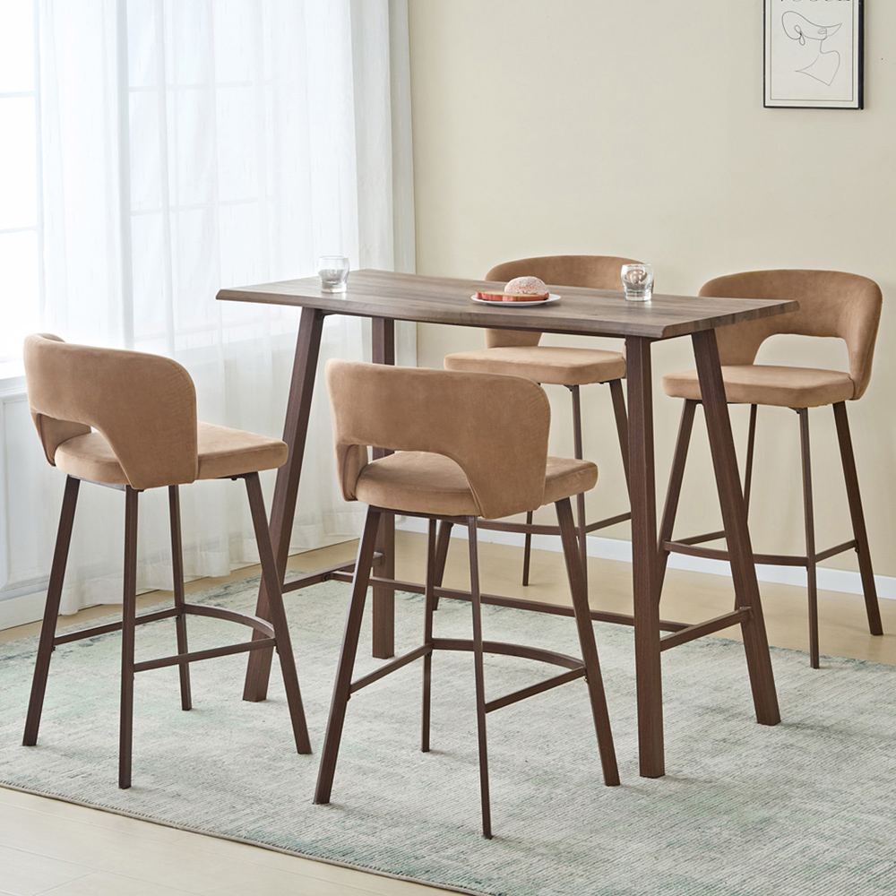 Axel Table and Bar Stool Set Walnut Brown Image 1