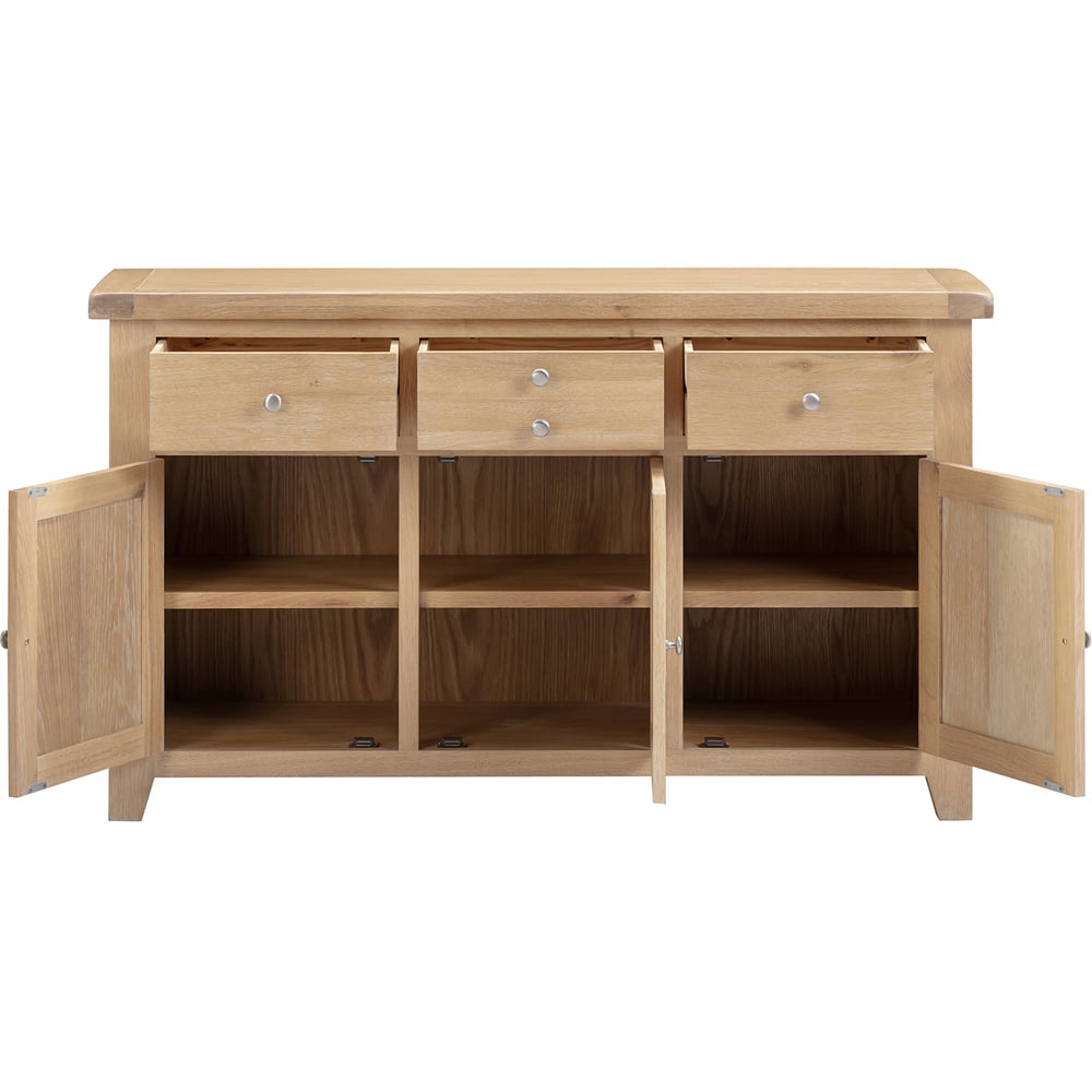 Seconique Windsor 3 Door 3 Drawer Natural Oak Sideboard Image 4