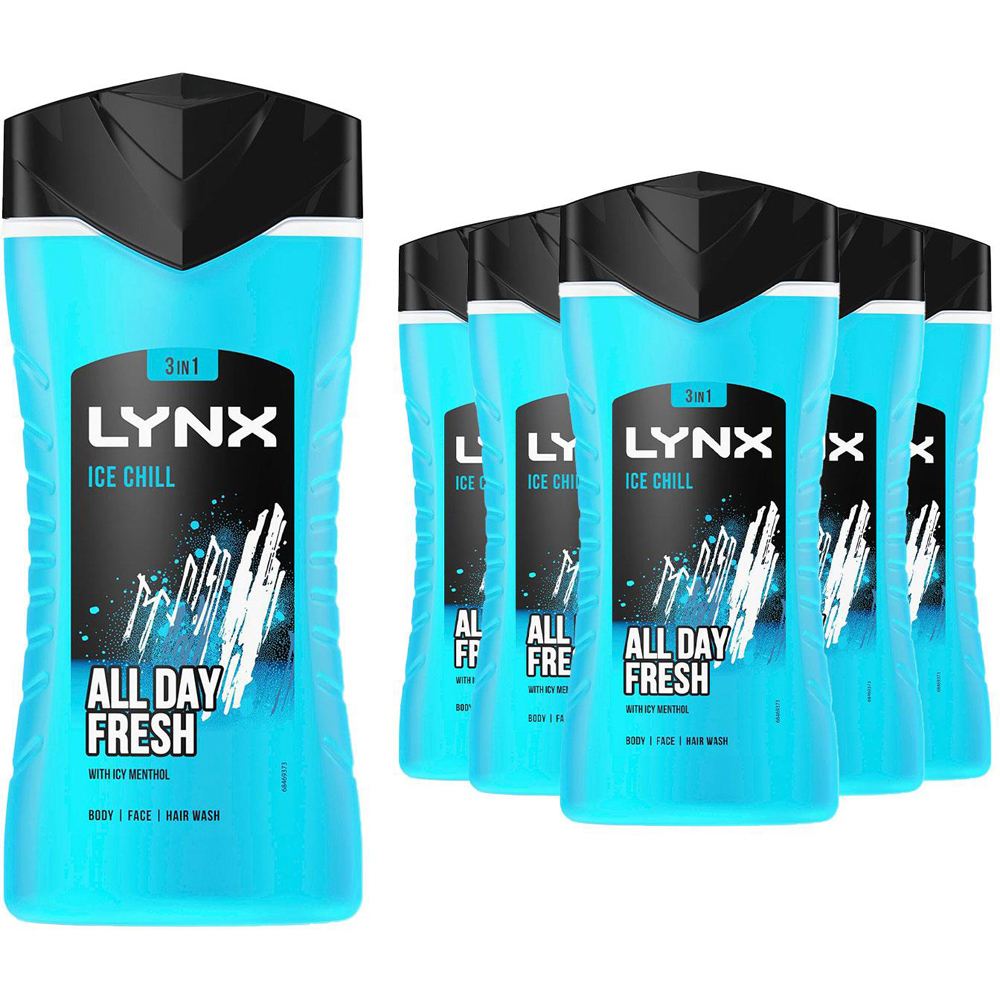 Lynx Ice Chill Iced Mint and Lemon Shower Gel 225ml 6 Pack Image 1