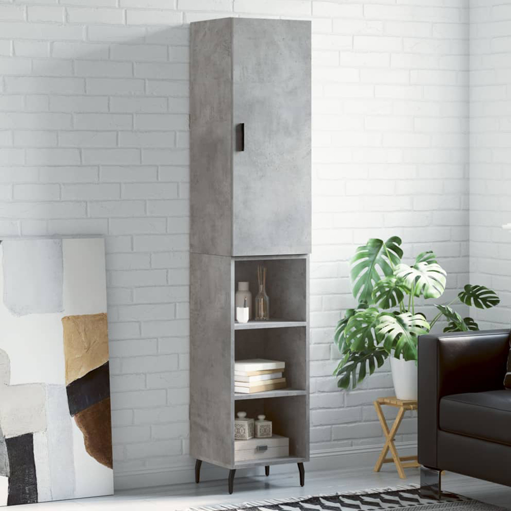 vidaXL 2 Door Concrete Grey Highboard with Metal Legs Image 1
