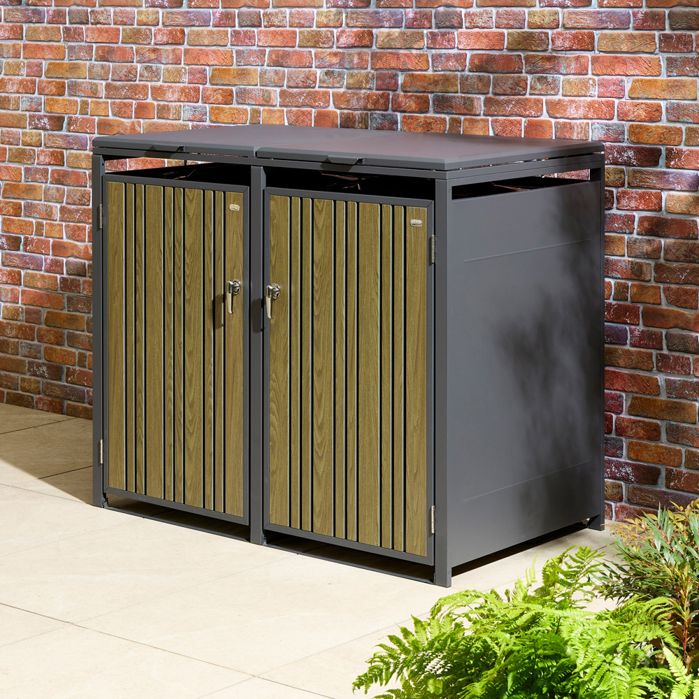 Rowlinson Wimbledon Oak 2 Wheelie Bin Store Image 3