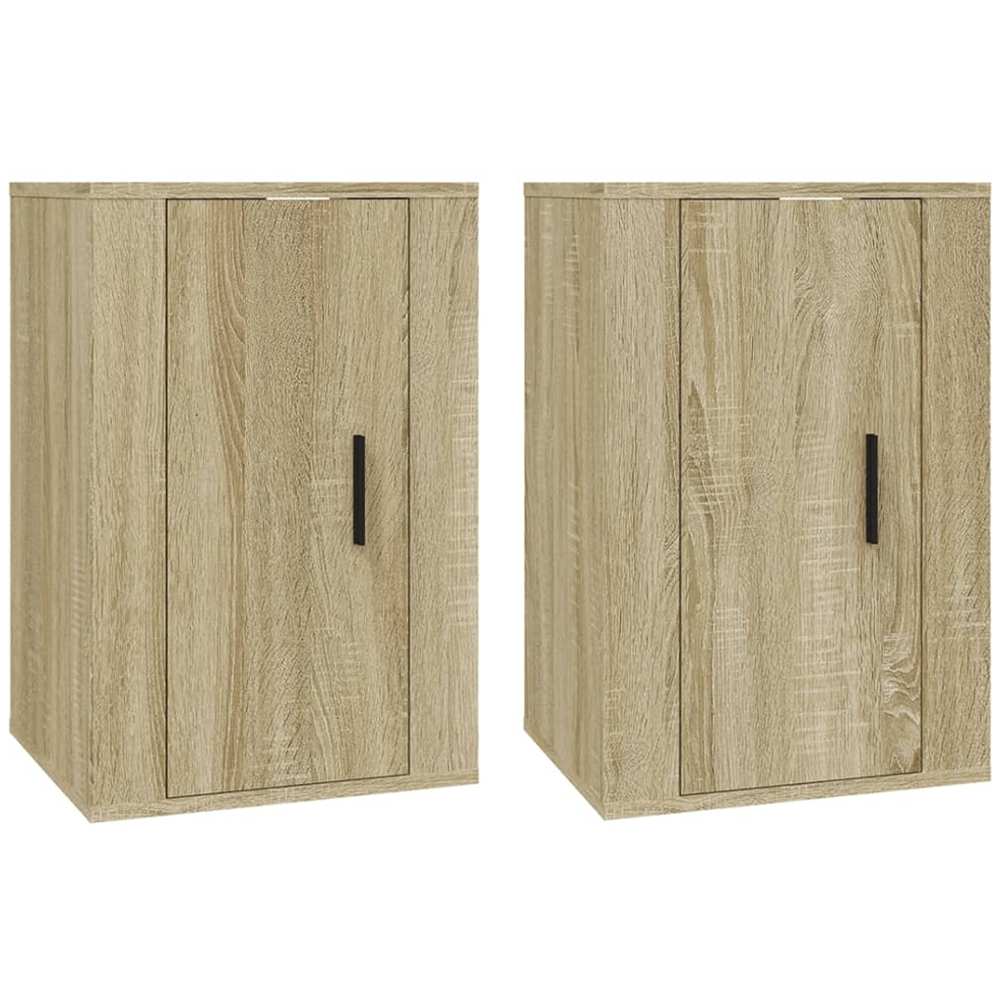 vidaXL Single Door Sonoma Oak Wall Mounted TV Cabinet Set of 2 Image 2