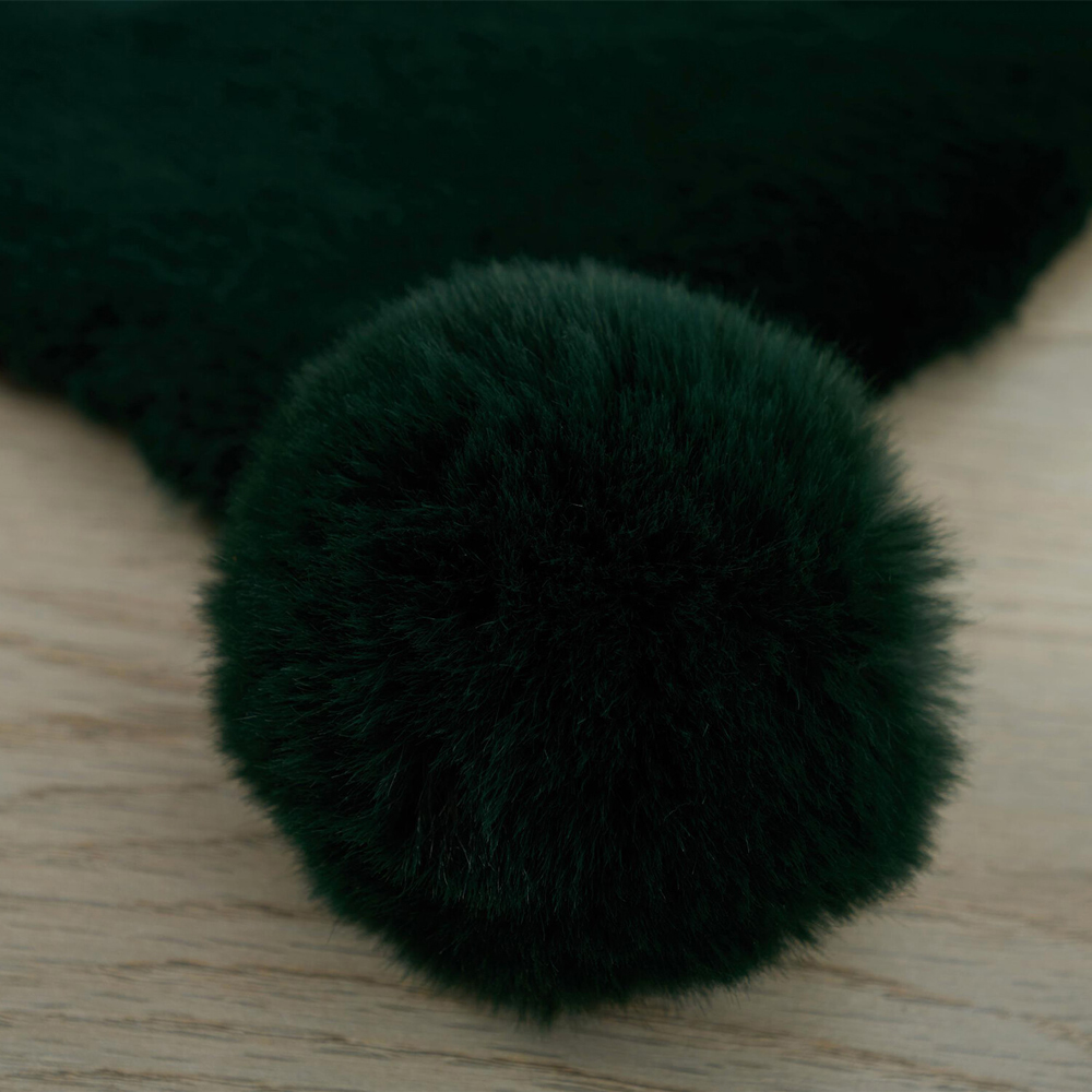 Luxury Rabbit Fur Pom Rug - Emerald Image 6