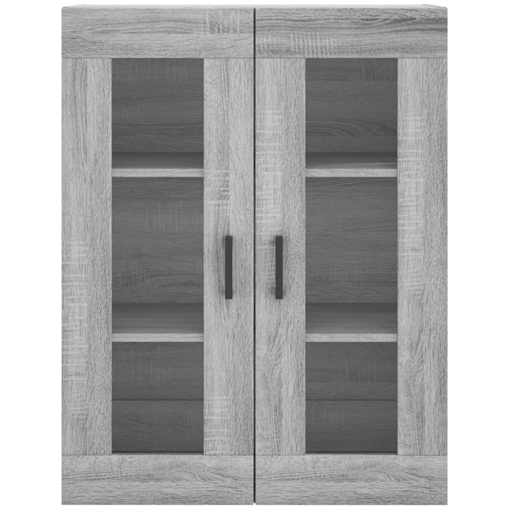 vidaXL 2 Glass Door 3 Drawer Grey Sonoma Highboard with Black Handle Image 6