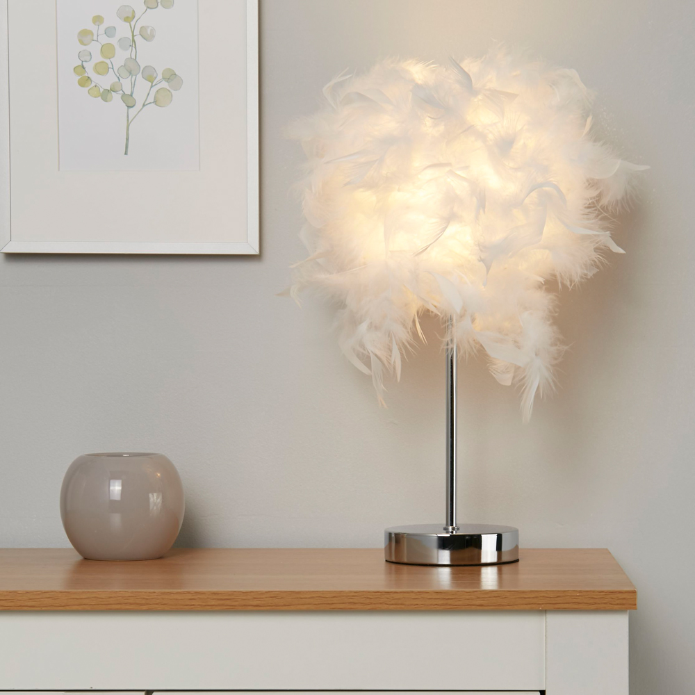 Lighting Collection Winslower Feather White Table Lamp Image 2