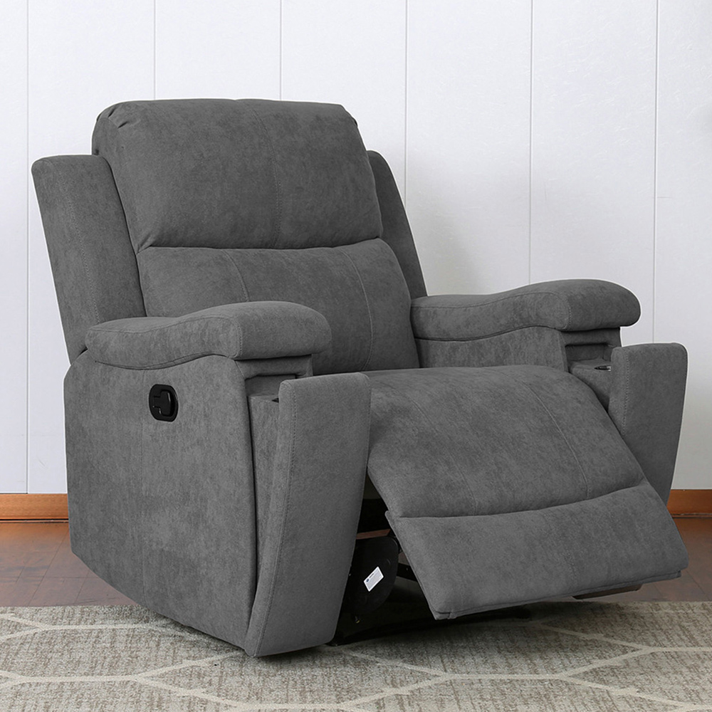 Ledbury Dark Grey Fabric Manual Recliner Chair Image 1